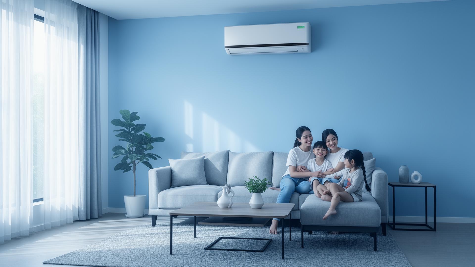 Comfortable living room with modern air conditioning